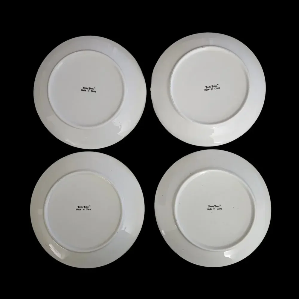 Totally Today Pine Cone Christmas Salad Plates Set of 4 Holiday Ceramic
